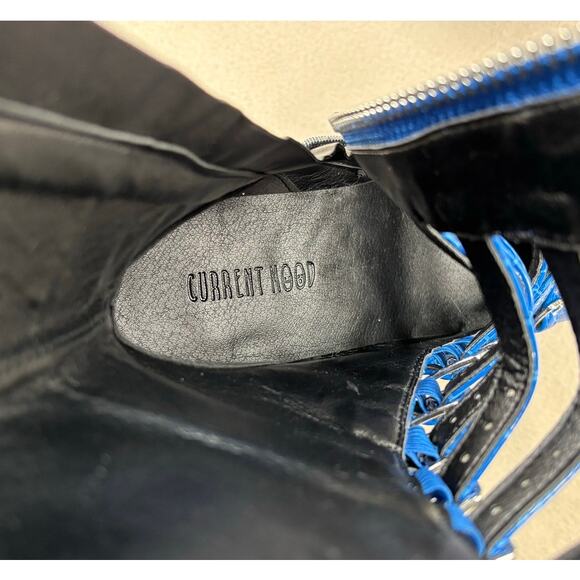 NWOB Dolls Kill Current Mood Hardcore Dazzle Platinum boots blue Sz 10 goth punk - Picture 9 of 10